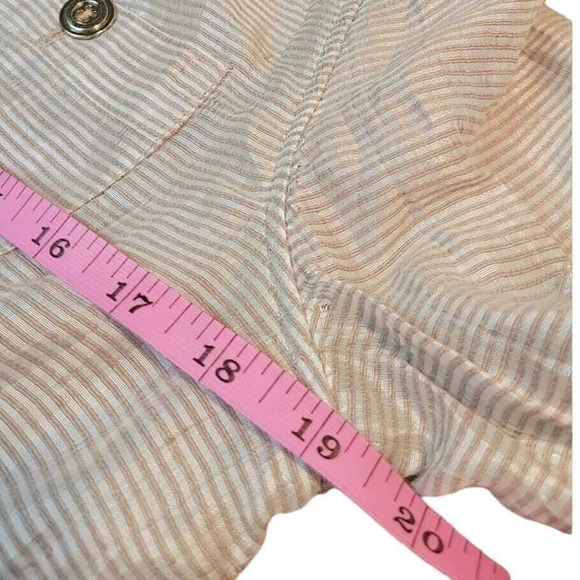 Chicos Metallic Striped Linen Blend Utility Jacket Silver Tan Size 0 Small - Picture 6 of 8